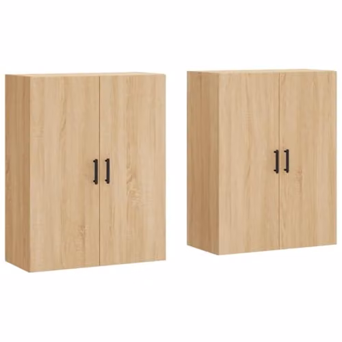 vidaXL Set of 2 Modern Wall Mounted Storage Cabinets in Sonoma Oak with Hinged Doors