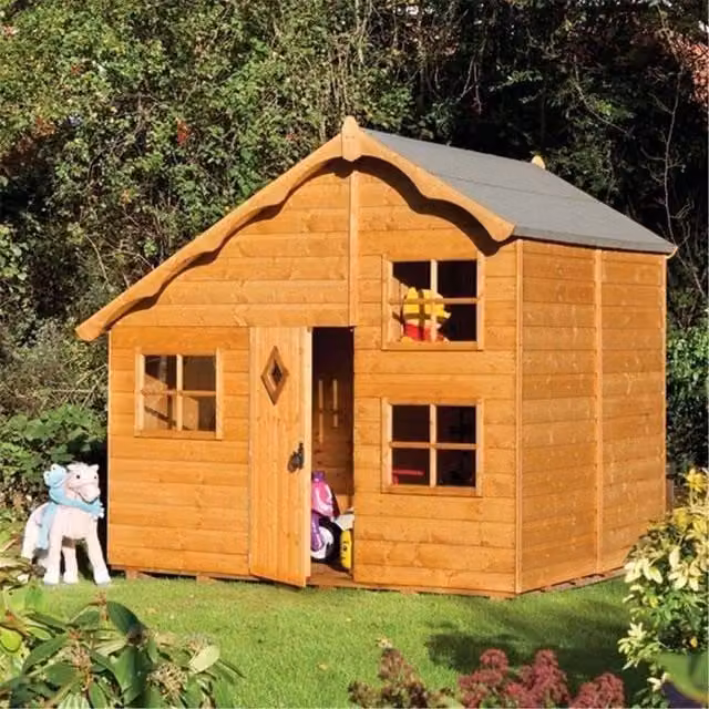 Cheshire 8 x 7 Deluxe Playaway Swiss Cottage Playhouse in Natural Brown