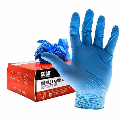 Scan Disposable Blue Nitrile Gloves, Large, 100 Pack – 1