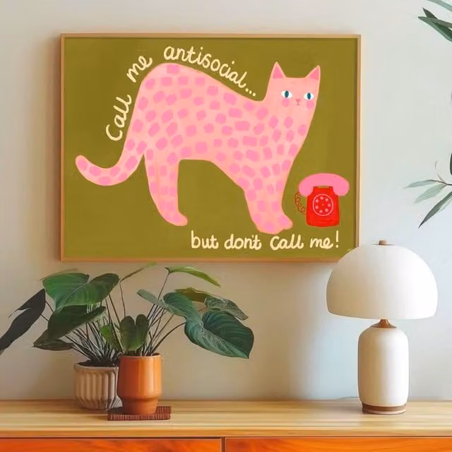 The Paper Tail Don't Call Me Cat Multicolour Wall Print, Size: 29.7 x 42.0 cm