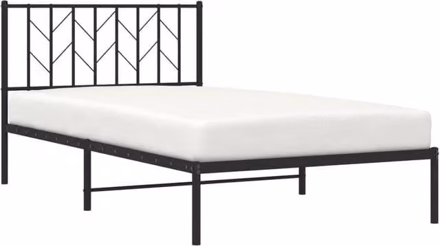 Berkfield Home Metal Bed Frame with Headboard, Black, W: 107 cm, D: 207 cm, H: 90 cm – 1