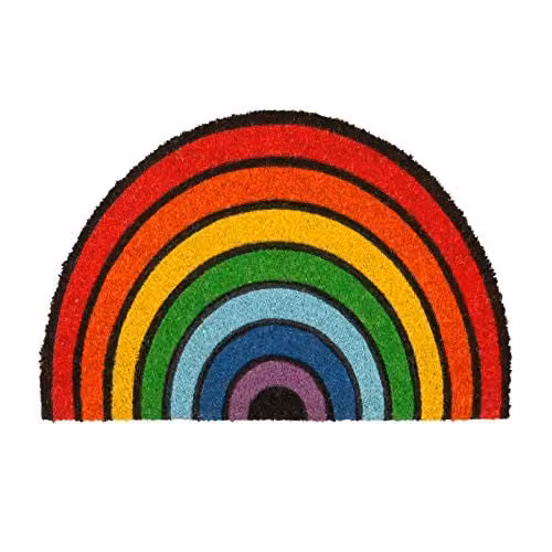 Nicola Spring Half Moon Coir Door Mat, Multicolour, W: 60 cm, D: 40 cm