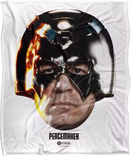 Warner Bros. Peacemaker Season Two Big Head Super Soft Fluffy Polyester Throw Blanket, Extra Large, Multicolour and White