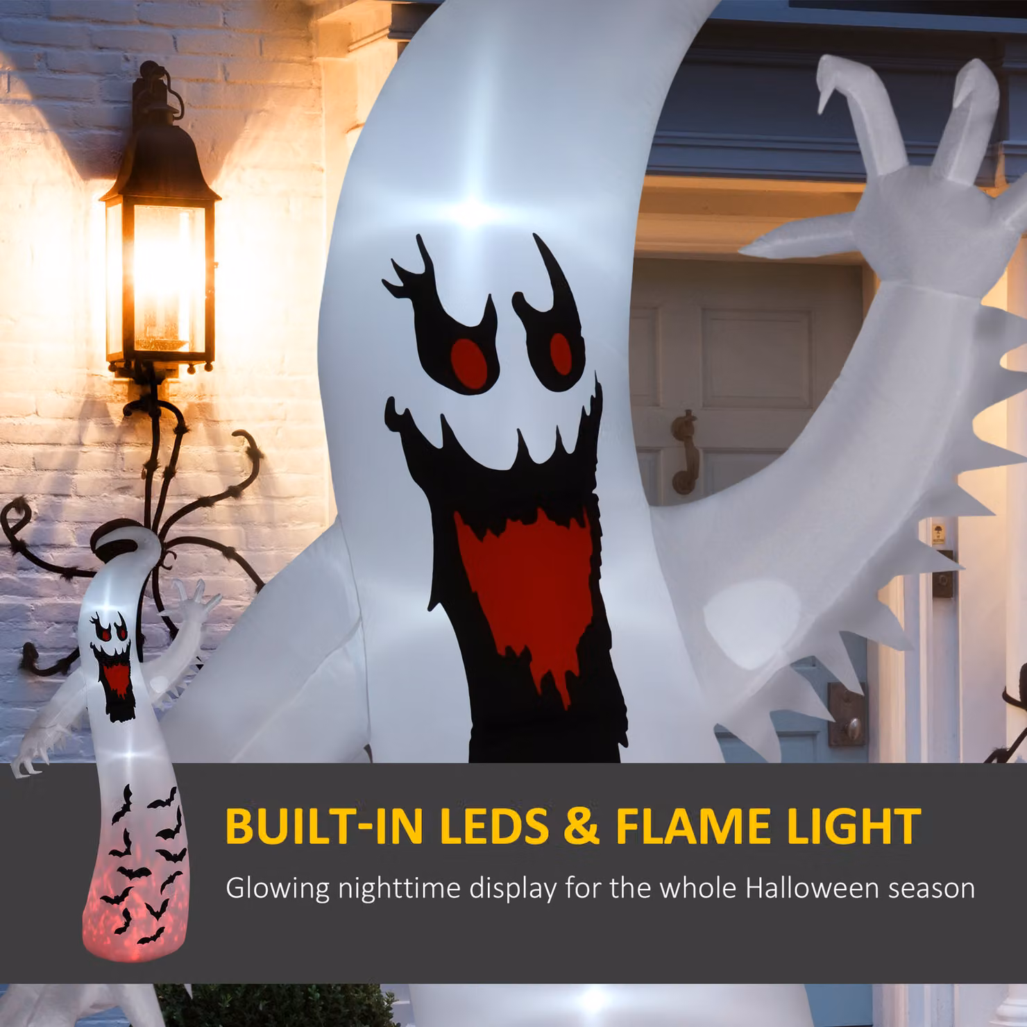 Outsunny 11.8ft Tall White Inflatable Spooky Ghost Halloween Outdoor Decoration with Built-in LEDs and Rotating Light – 3