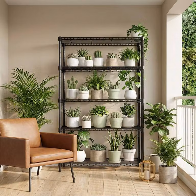 Ventryn 5-Tier Metal Utility Storage Shelving Unit in Black, W/D/H: 60.96 x 35.56 x 160.03 cm