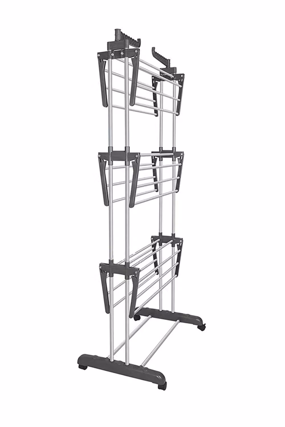 Living and Home 4-Tier Foldable Metal Clothes Drying Rack and Laundry Airer in Grey – 3