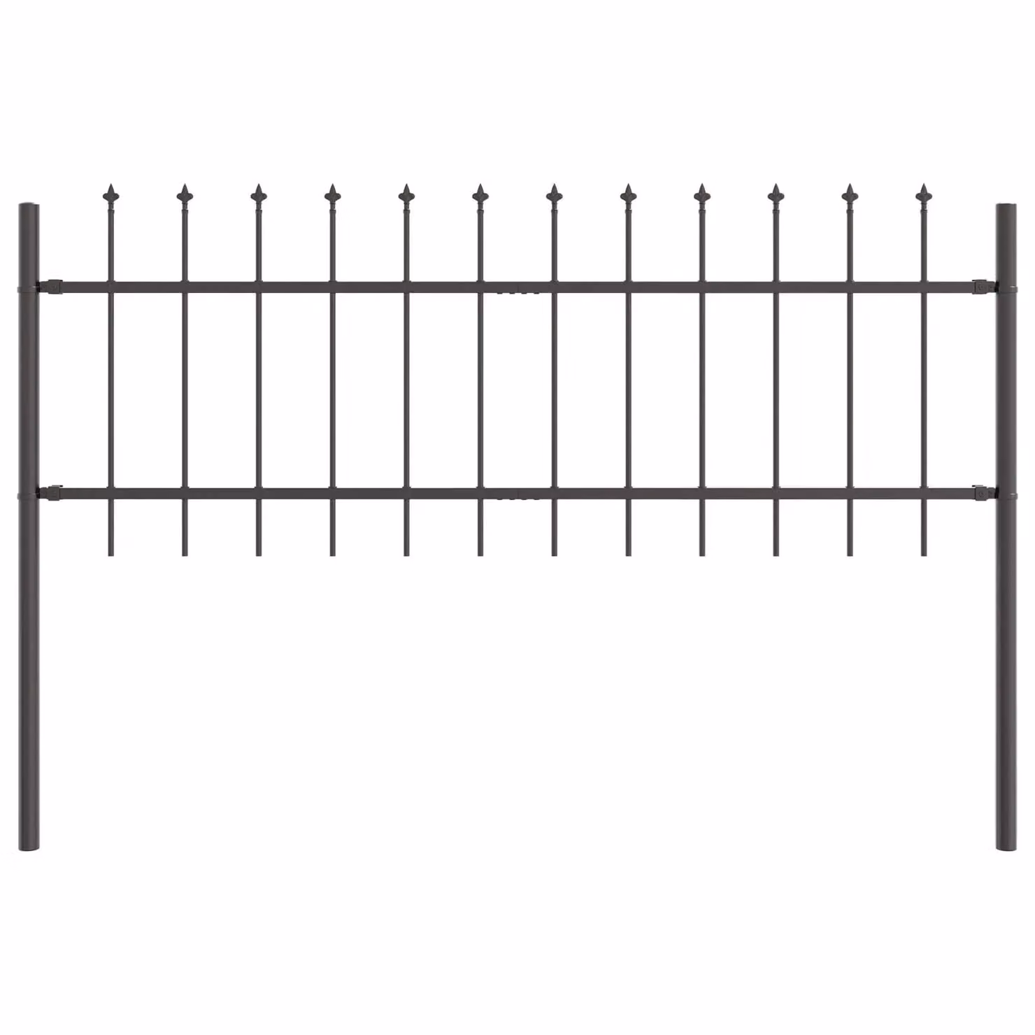 Berkfield Grey Steel Garden Fence with Spear Top, H 110 cm x W 170 cm x D 6 cm – 2