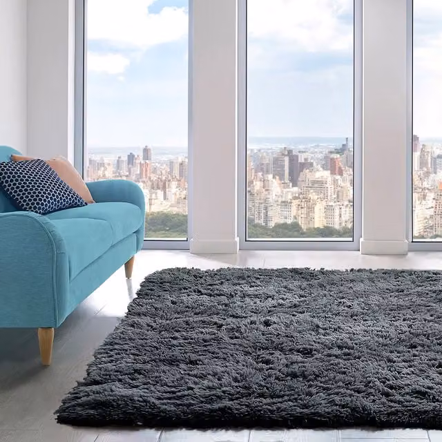 Home Republic Alaska Shaggy Anti Slip Machine Washable Rug in Charcoal, W: 60 cm, L: 100 cm – 1