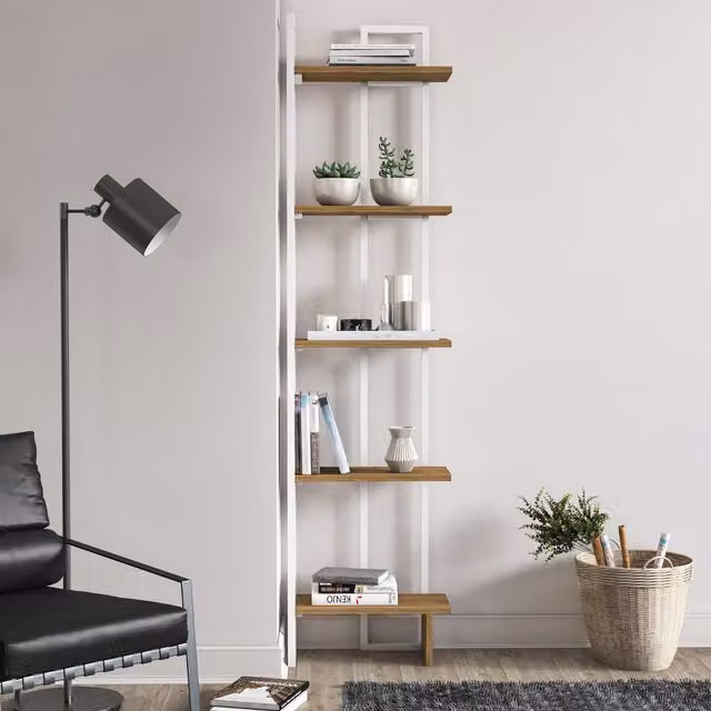 Decorotika Alice Corner Bookshelf in White and Brown