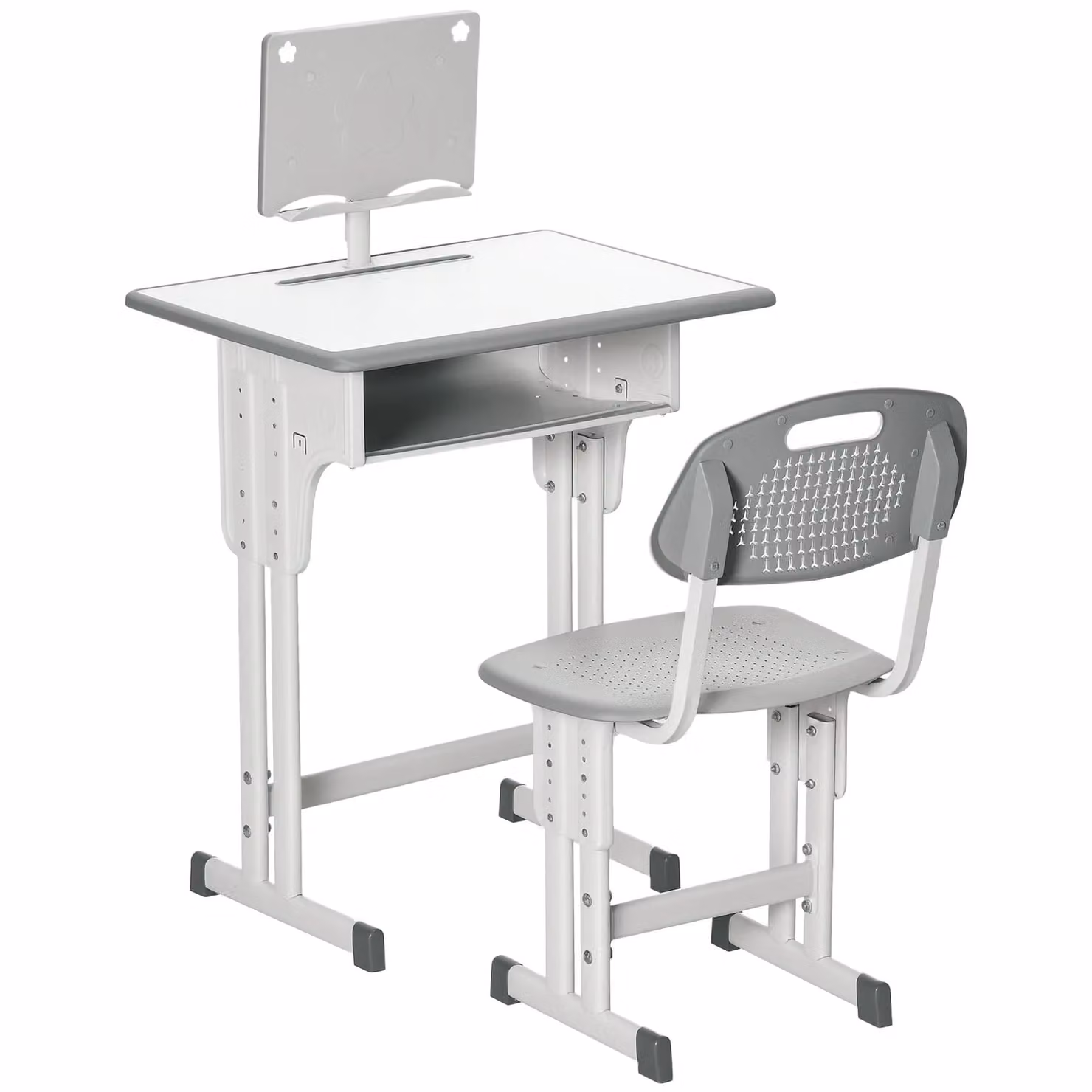 HOMCOM Height Adjustable Kids Desk and Chair Set in Grey – 2