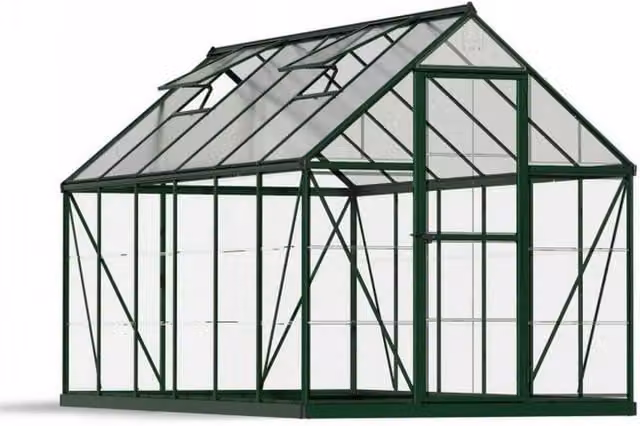 Palram Hybrid Greenhouse in Green with Polycarbonate Panels, L370 x W185 x H208 cm