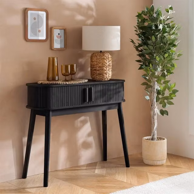 Birlea Axel Black Modern Fluted Console Table – 1