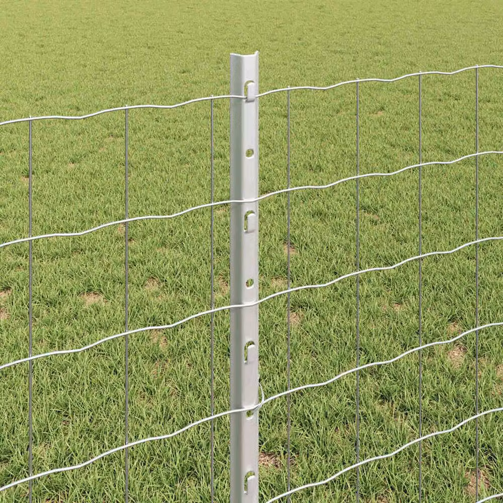 Berkfield Home Euro Fence with 5 U Posts, Galvanised Steel, Silver, 0.8 x 10 m – 2