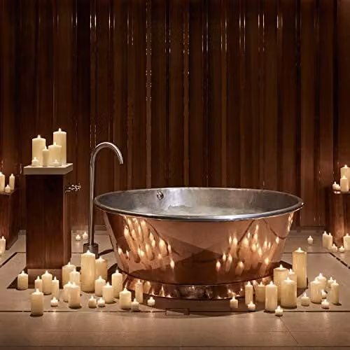 Lights4fun TruGlow Medium Pillar LED Chapel Candle in Ivory Wax with Timer and Flicker Effect, Height: 20 cm – 3
