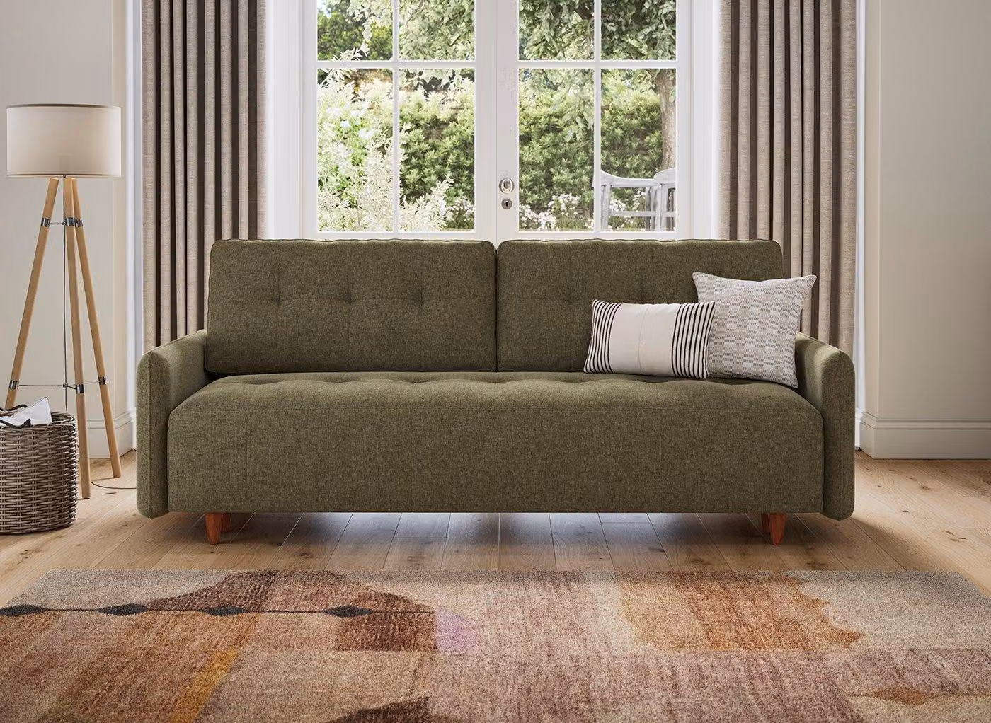 Dreams Wicklow 3-Seater Click-Clack Pull-Out Sofa Bed in Green Fabric