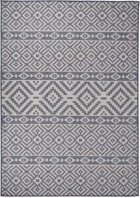 Berkfield Home Blue Striped Outdoor Flatweave Rug, W: 140 cm, D: 200 cm