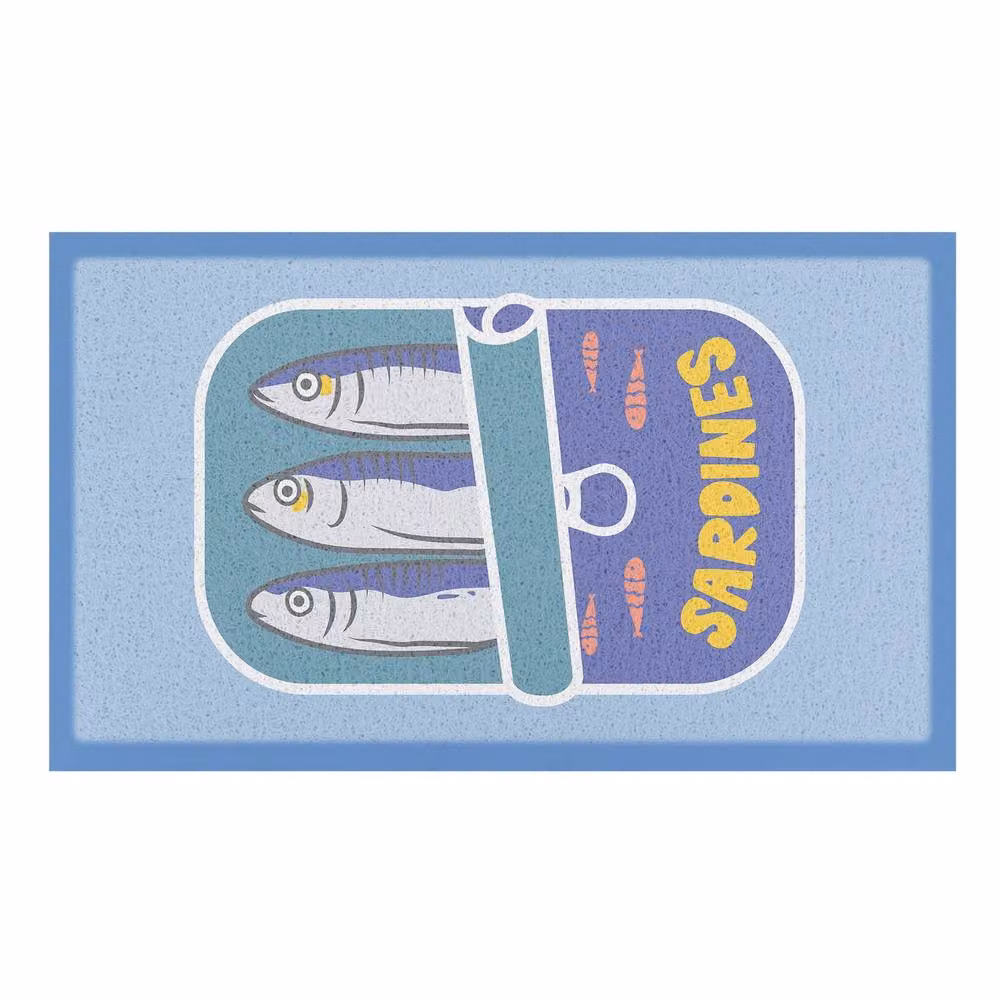 Artsy Mats Sardine Tin Indoor/Outdoor Doormat, Blue, W: 70 cm, D: 40 cm – 2
