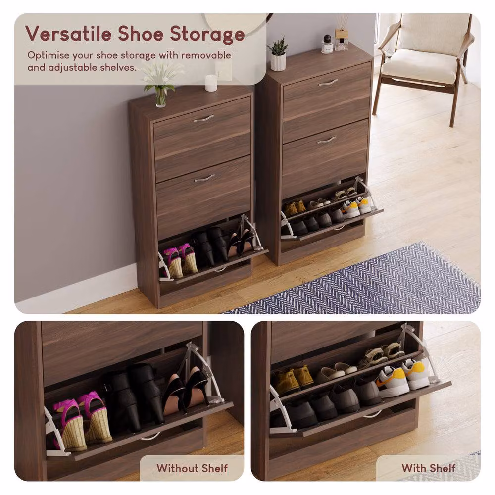 HD Designs Vida Designs Modern 3 Drawer Shoe Cabinet in Walnut – 4