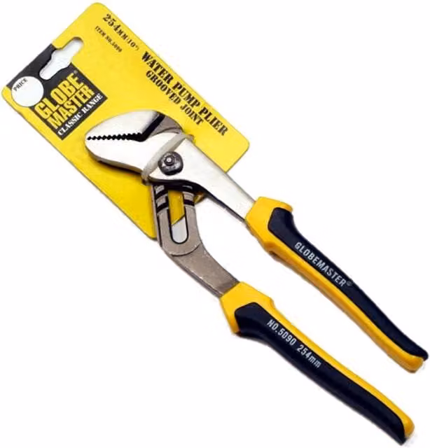 Globemaster Worldwide Steel Grooved Joint Water Pump Pliers in Yellow, Black and Silver