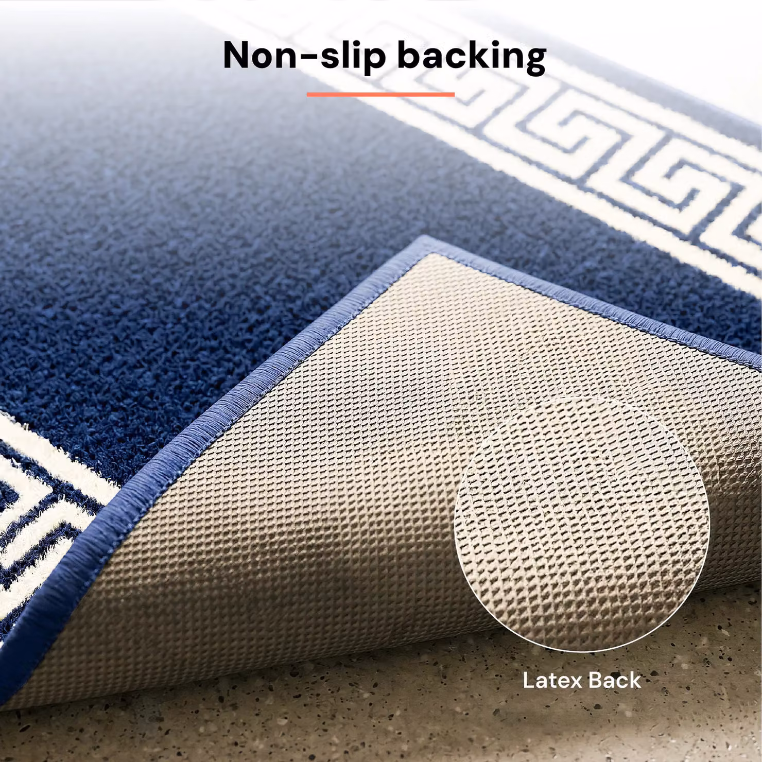 Smart Living Greekey Heavy Duty Non Slip Hallway and Kitchen Door Mat, Blue, W: 80 cm, D: 50 cm – 7