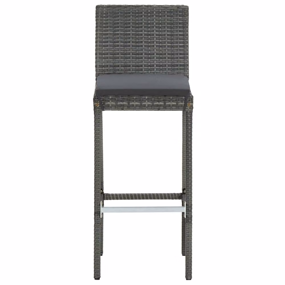 Berkfield Home 5 Piece Grey Poly Rattan Garden Bar Set with Cushions