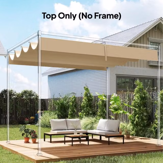 Outsunny Pergola Canopy Only in Khaki Polyester for 4 x 3 m Pergola, 3.9 x 3.5 m