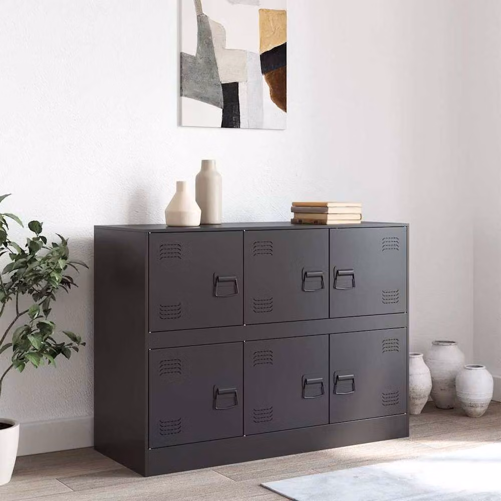 Berkfield Home Industrial Matt Black Metal Sideboard W/D/H: 99 x 39 x 73 cm – 2