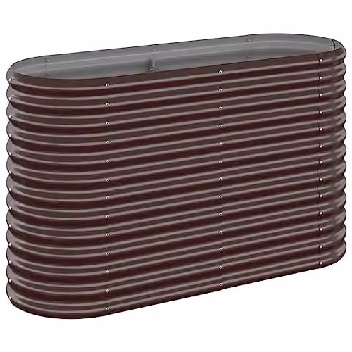 vidaXL Brown Galvanised Steel Garden Raised Bed W: 114 cm, D: 40 cm, H: 68 cm – 1