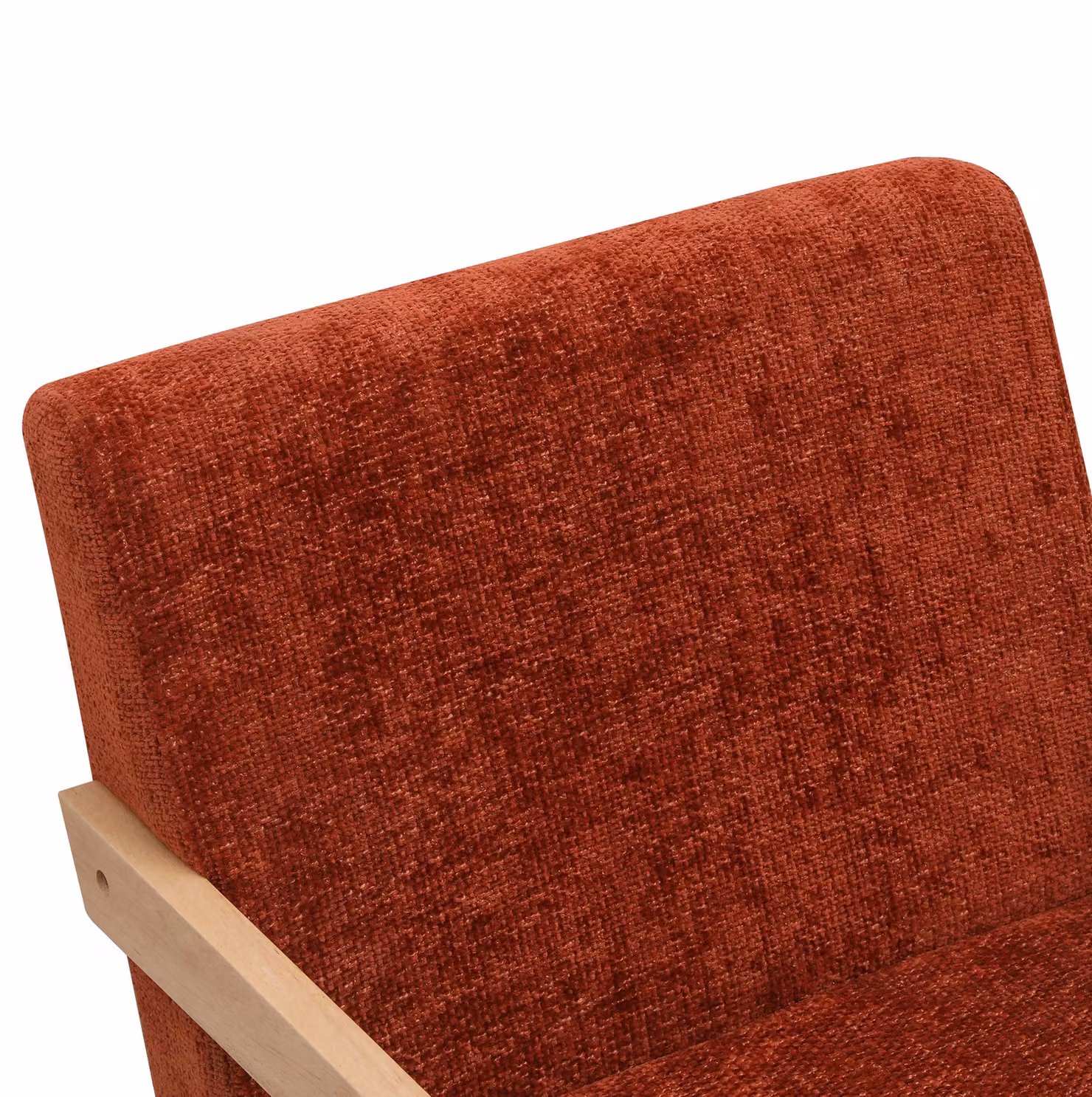 Santarem Scandinavian Lounge Armchair with Red Fabric and Solid Wood Frame – 4