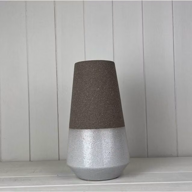 KDMD Textured Mocha Ceramic Vase in Brown