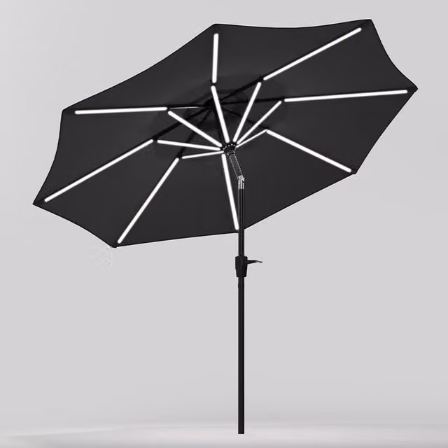 Lifeideas Solar LED Tubes Garden Parasol in Dark Grey