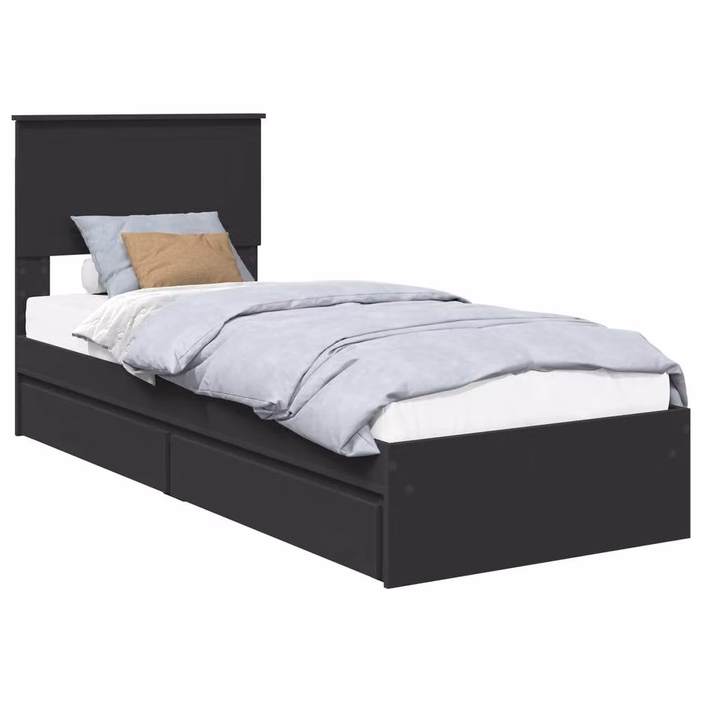 Berkfield Home Modern Black Storage Bed with Headboard and Drawers, Engineered Wood, W: 75 cm x L: 190 cm – 2