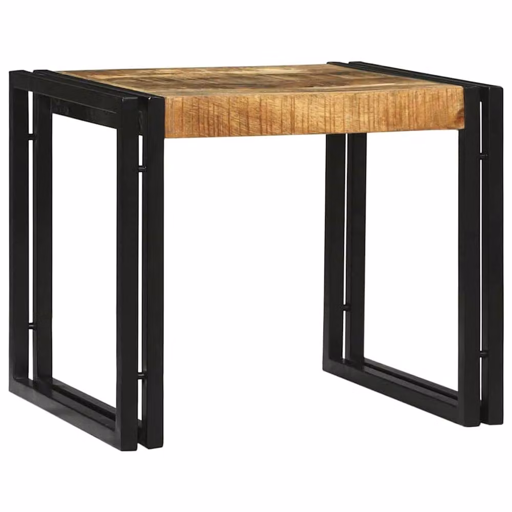 Berkfield Home 2 Piece Rustic Mango Wood Coffee Table Set in Brown and Black – 1