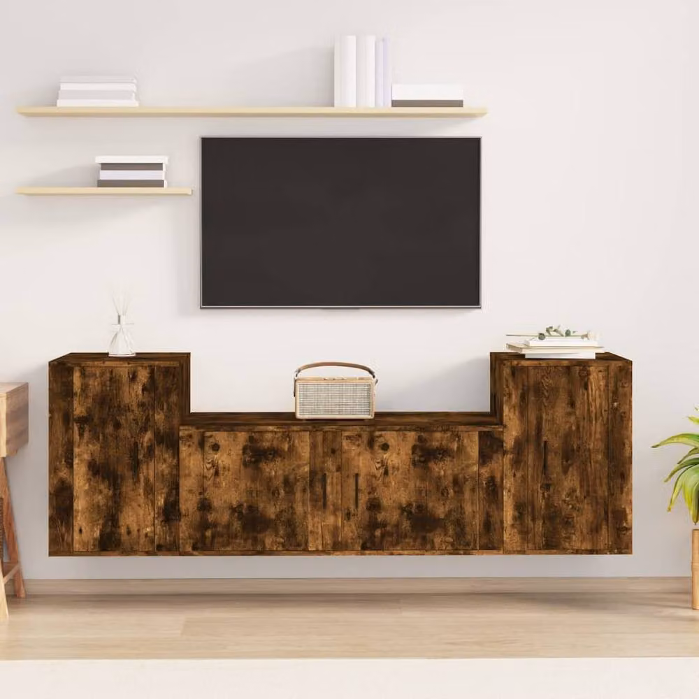 Berkfield Home 3 Piece Classic TV Cabinet Set in Smoked Oak Brown Engineered Wood – 2