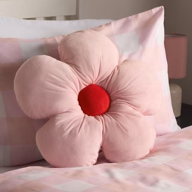 OHS Pink Floral Plush Flower Shaped Scatter Cushion