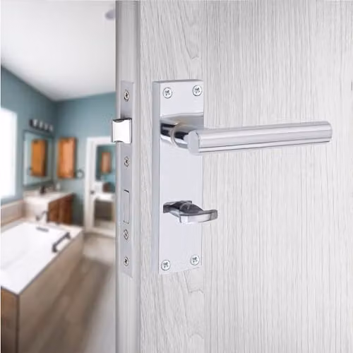 Golden Grace Long Backplate Victorian T-Bar Bathroom Door Handle Set in Polished Chrome – 2