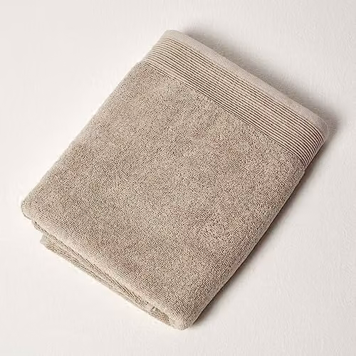 HOMESCAPES Taupe Egyptian Cotton Bath Towel, 700 GSM, W: 70 cm, L: 130 cm