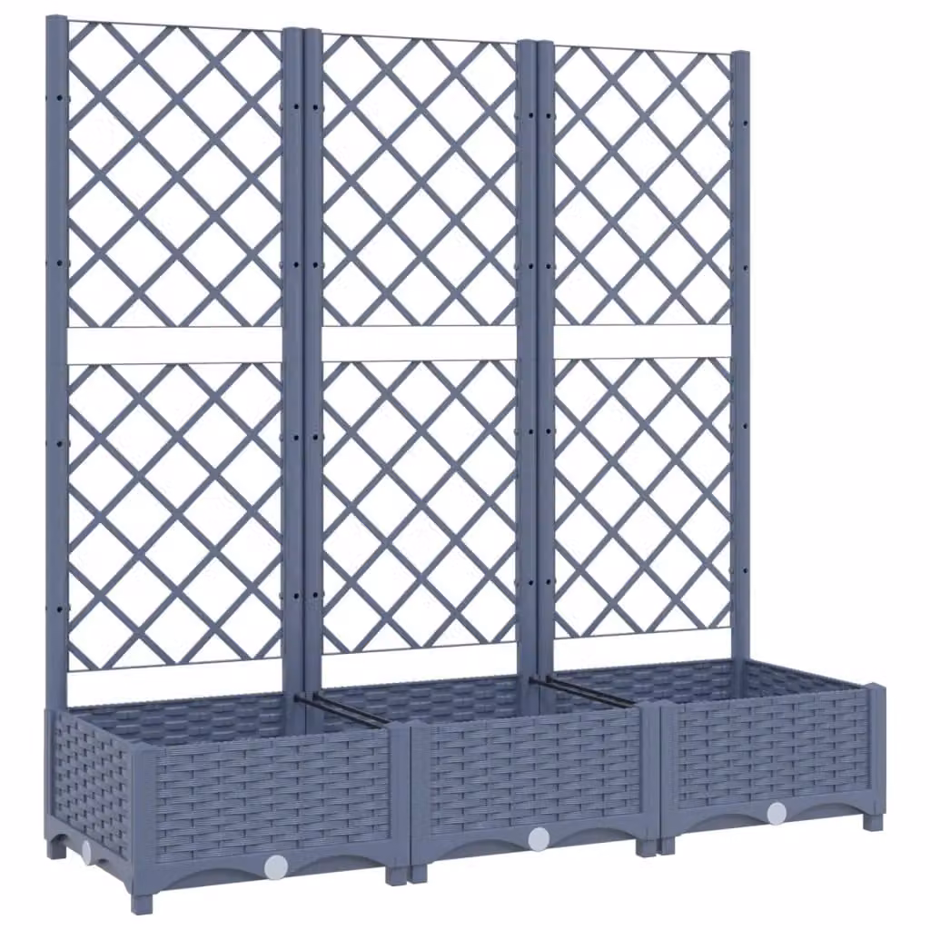 Berkfield Home Garden Planter with Trellis, Dark Grey, W/D/H: 120 x 40 x 121.5 cm – 2