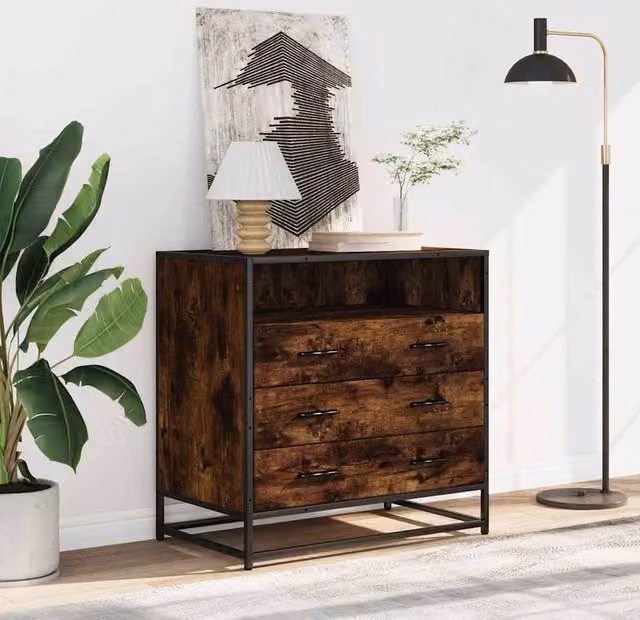 Berkfield Home Elegant Drawer Cabinet in Smoked Oak Brown, W/D/H: 70 x 41 x 70 cm