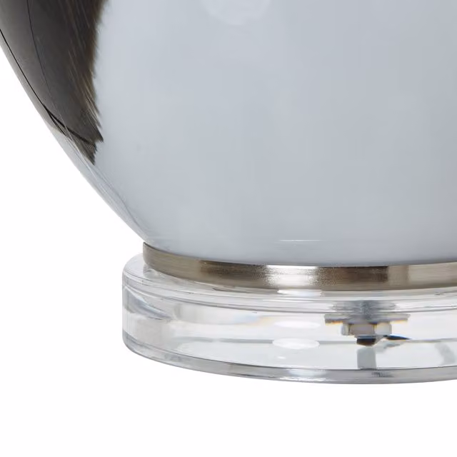 KDMK Ombre Elegance Table Lamp with Grey Fabric Shade and Glass Base