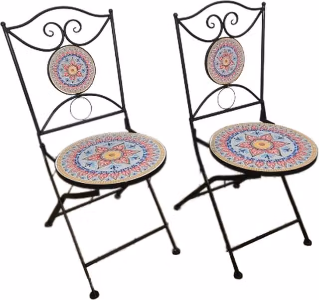 Samuel Alexander Geometric Mediterranean Matt Black and Multicolour Metal Set of 2