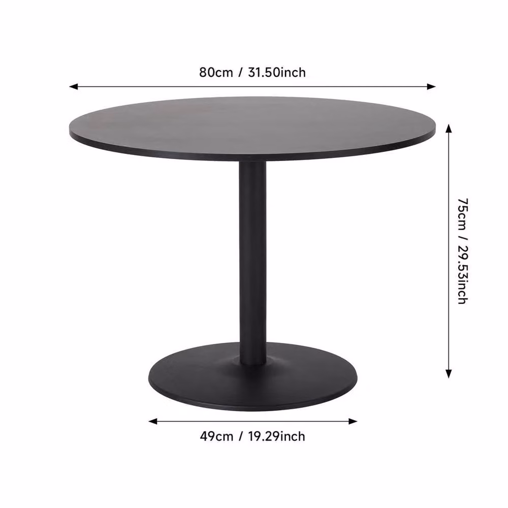 Kelvenix Modern Round Wooden Dining Table in Matt Black – 2