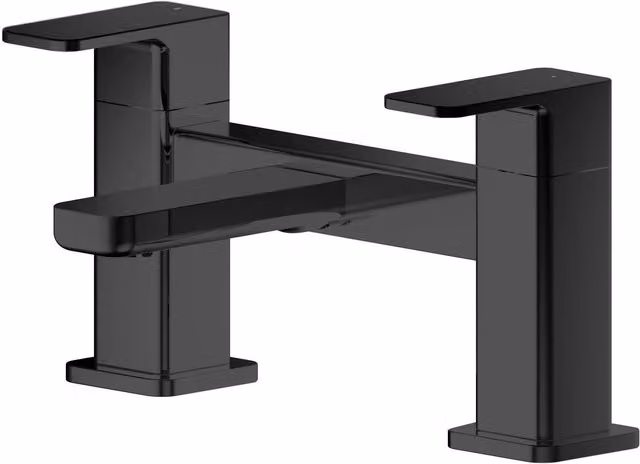 Balterley Square Deck Mounted Two Handle Bath Filler Tap in Matt Black