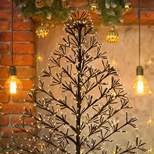 The Christmas Workshop 72999 Light-Up Starburst Christmas Tree with Warm White LEDs, Brown and White Metal Design for Indoor or Outdoor Use – 2