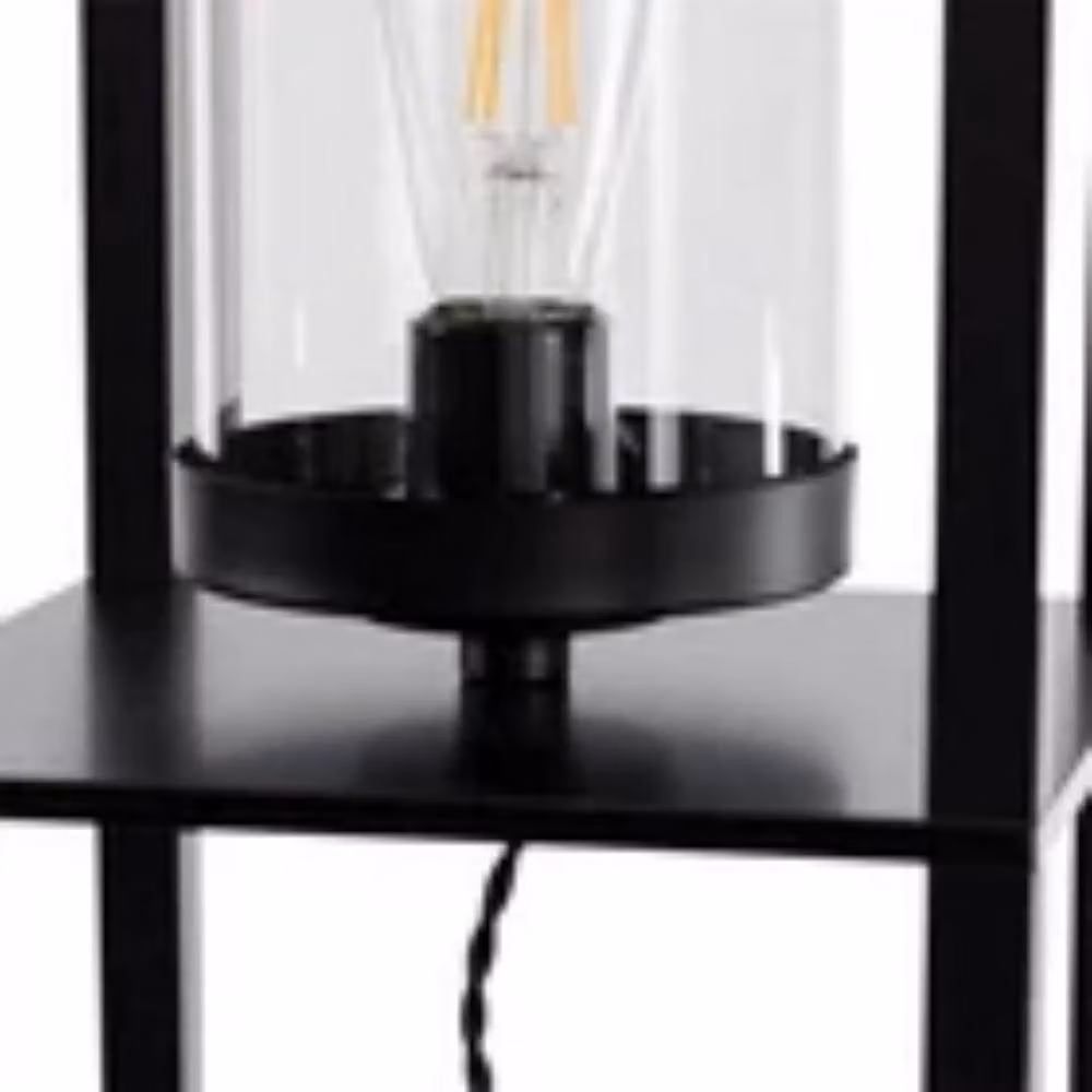 Havendro Modern Shelved Floor Lamp with Transparent Glass Shade in Black, H 160.5 x W 26.0 x D 26.0 cm – 3