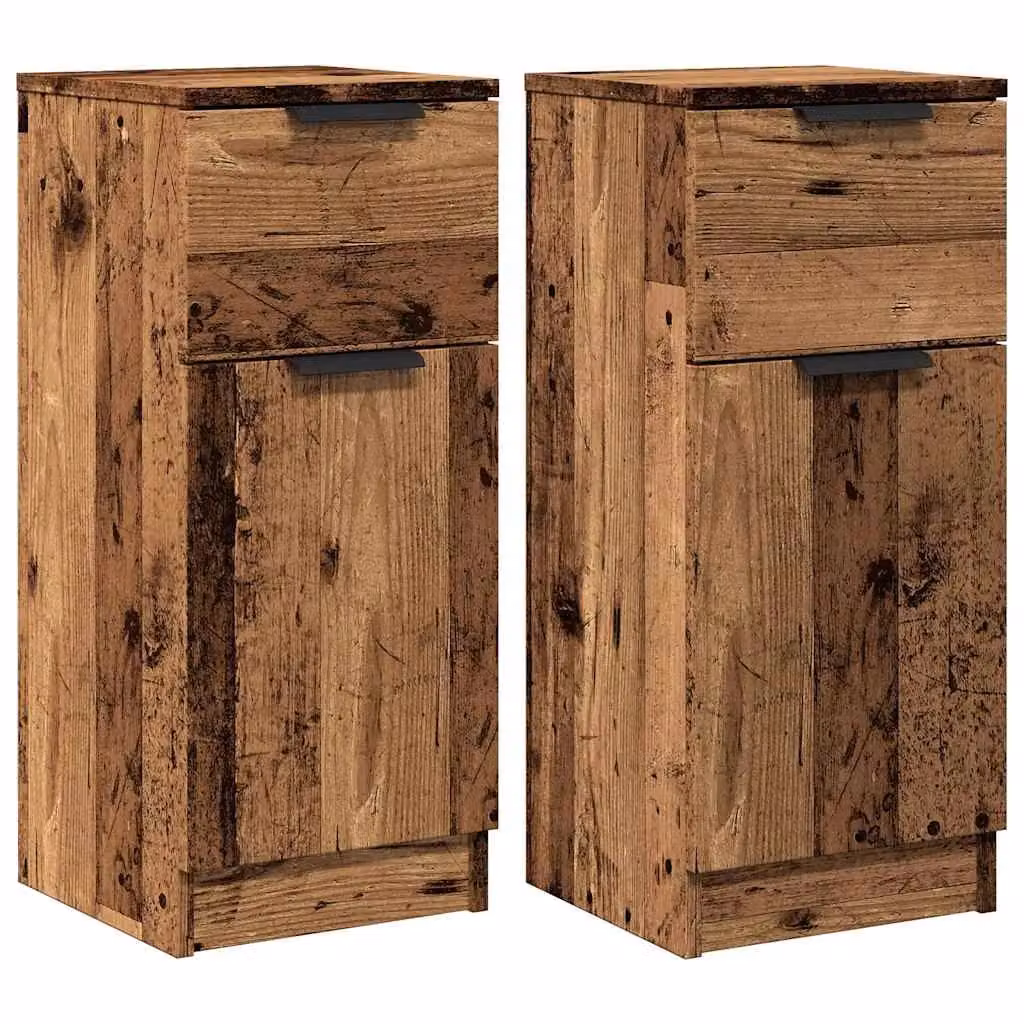 Berkfield Home Set of 2 Old Wood Sideboards in Brown, MDF, W/D/H: 30 x 30 x 70 cm – 2