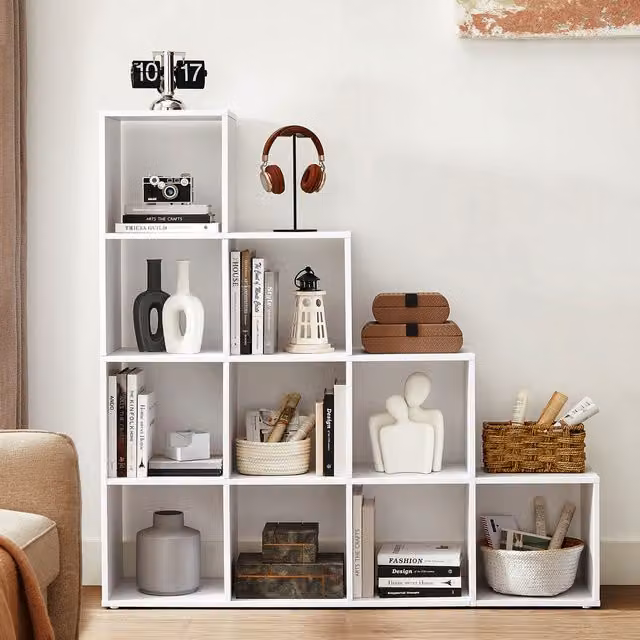 VASAGLE 10-Cube Storage Bookcase with Open Compartments in Cloudy White