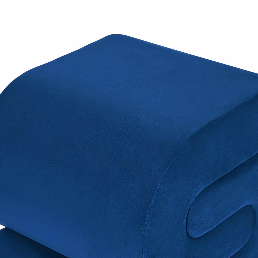 Wyld and Coco Navy Blue Velvet S-Shape Pouffe – 4