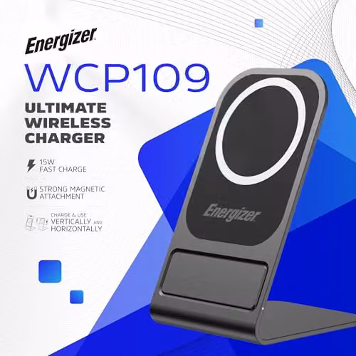Energizer Black QI Wireless Charging Stand 15W with USB-C – 2