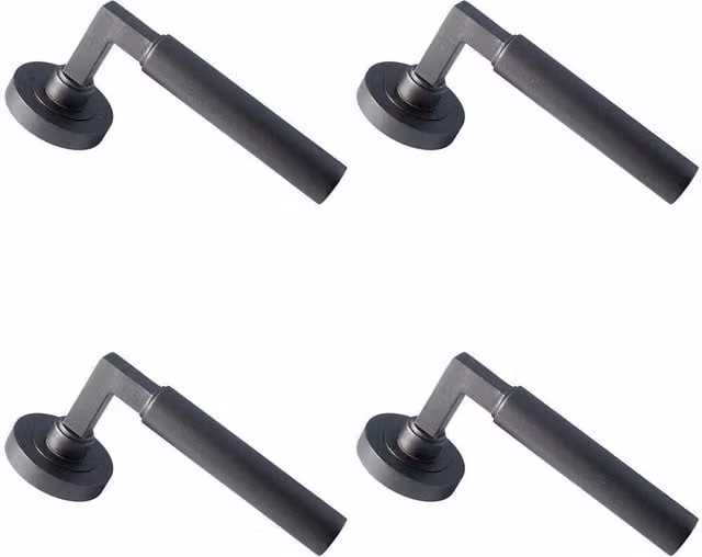 Loops 4x Pair Straight Round Bar Handles with Round Rose in Matt Bronze